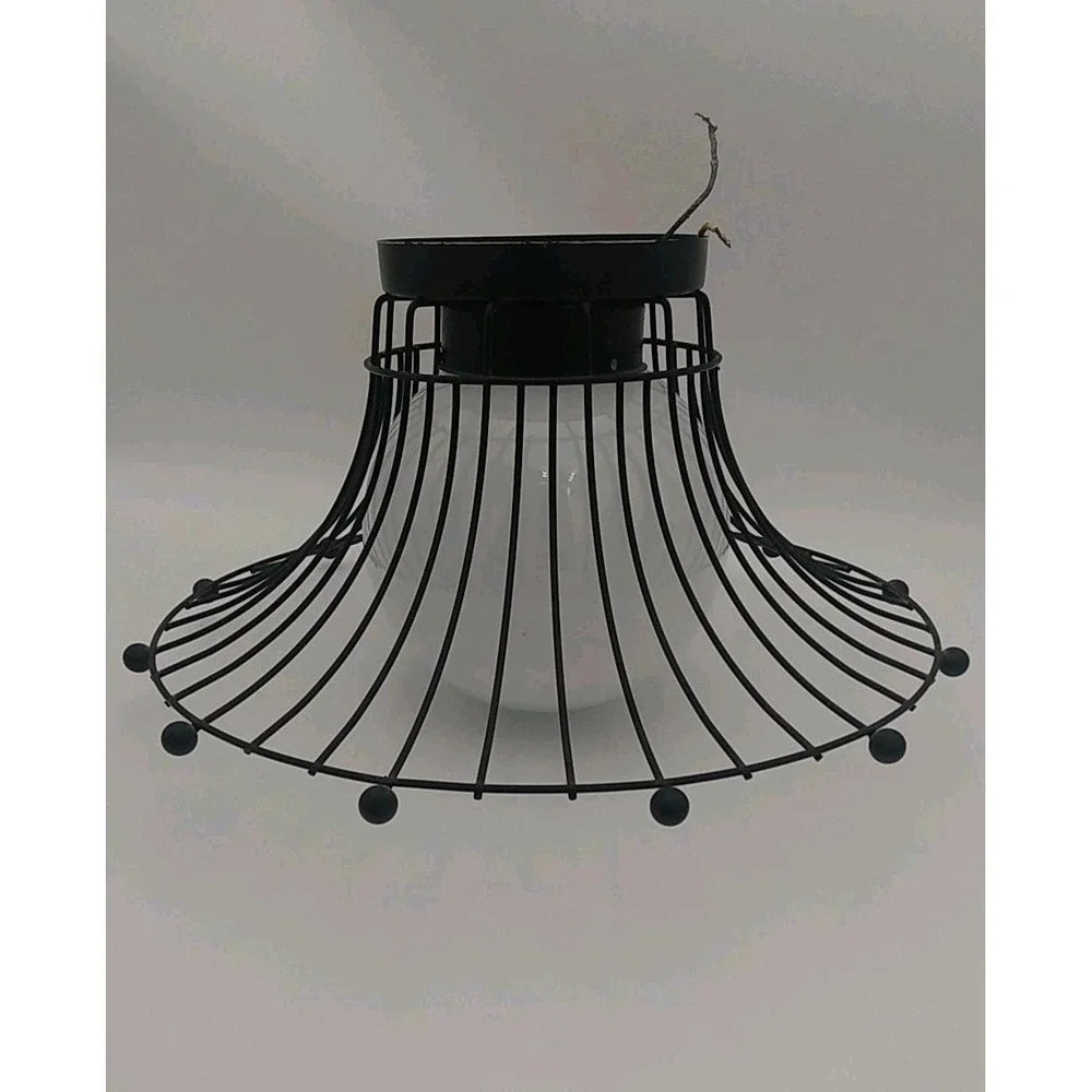 VTG Underwriters Laboratories Black Metal Wire Cage Light Fixture Flush Mount